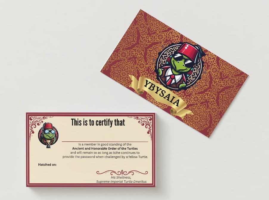 Ancient and Honorable Order of the Turtle Dues Card